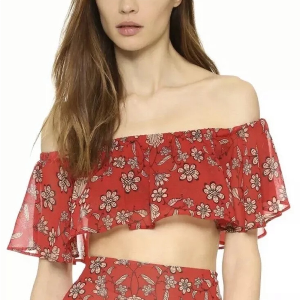 For love & lemons pia crop top floral Ruffle - Picture 3 of 8